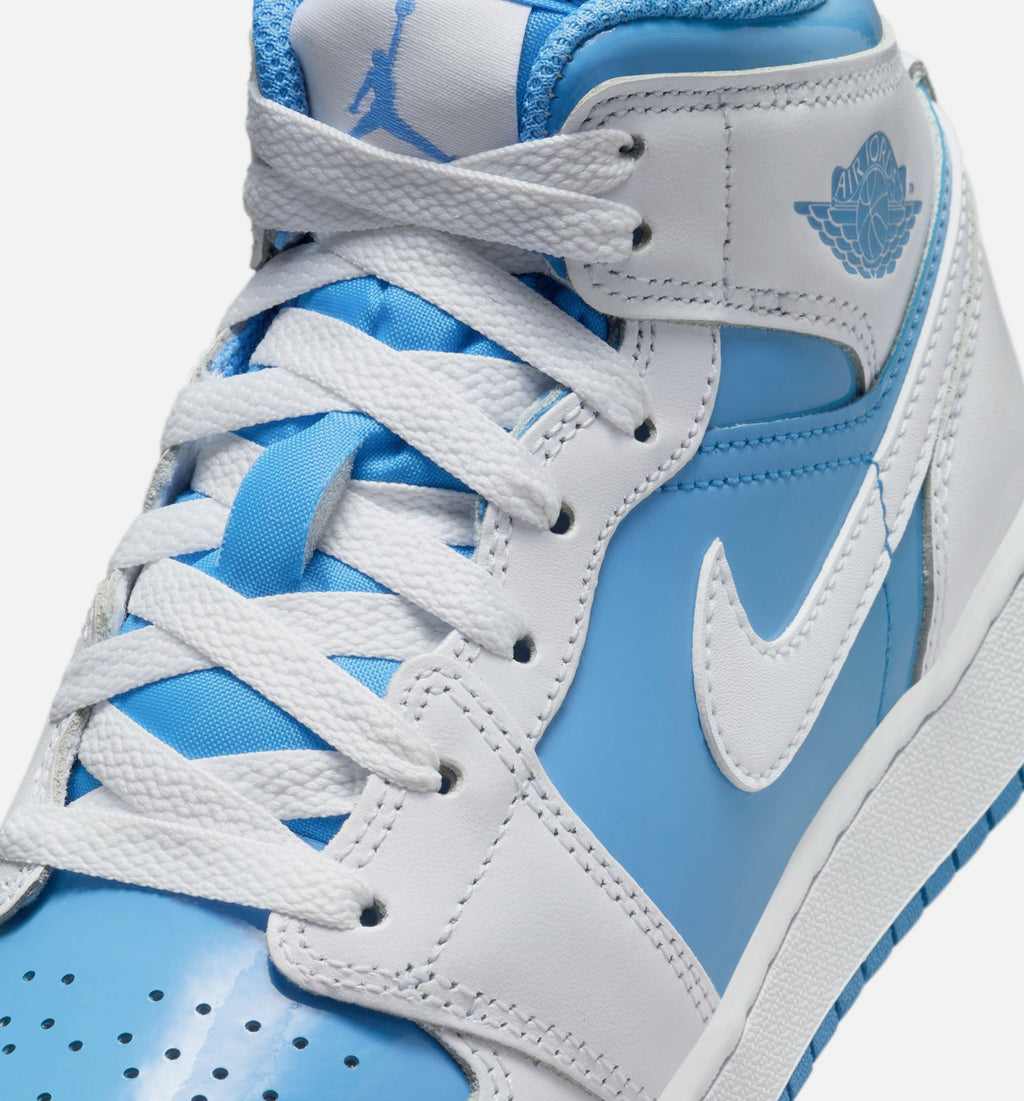 Air Jordan 1 Mid Grade School Lifestyle Shoe - White/Legend Blue