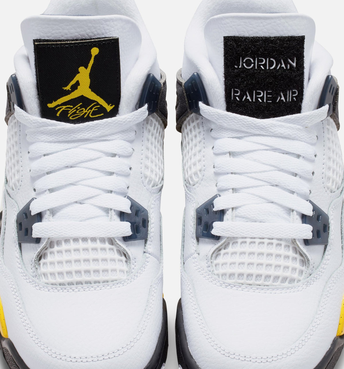Air Jordan 4 Retro Rare Air Tour Yellow Big Kids' Sneakers - White / Dark Blue-Grey / Black / Tour Yellow