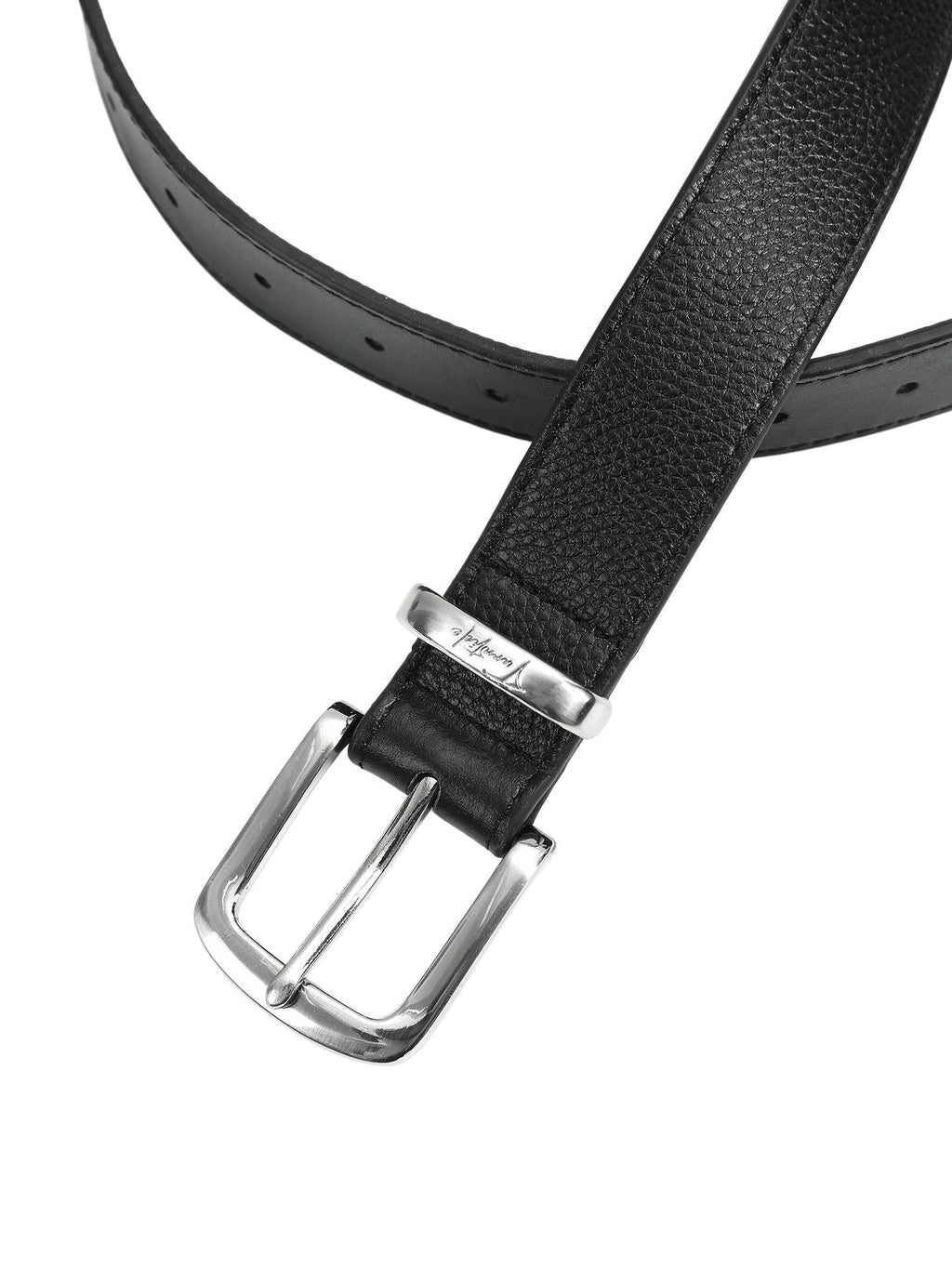 Turnstige Litchi Grain Leather Belt Signature Metal Tip Unisex Belt