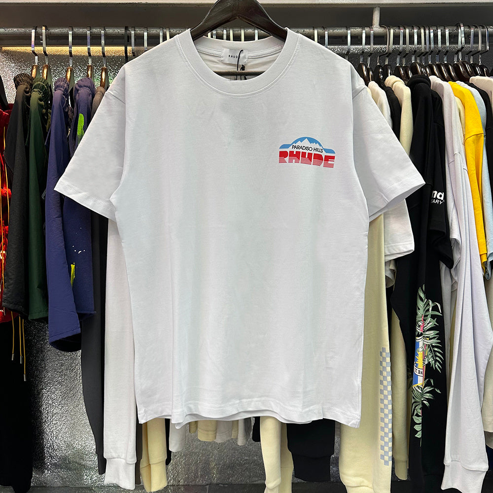 Rhude T-shirts Paradiso Rally Racing Short Sleeves Men and Women