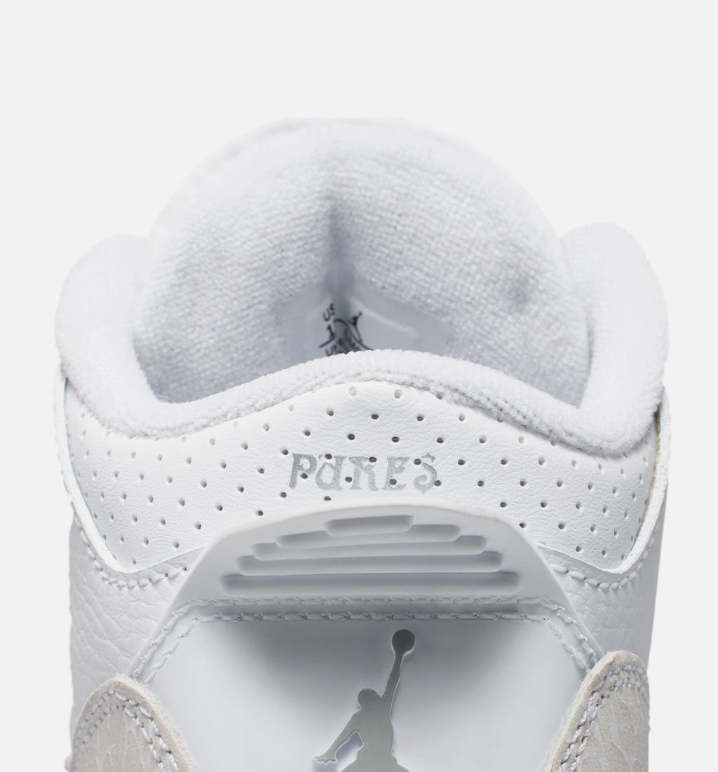 Air Jordan 3 Retro Preschool Lifestyle Shoe - White/Metallic Silver