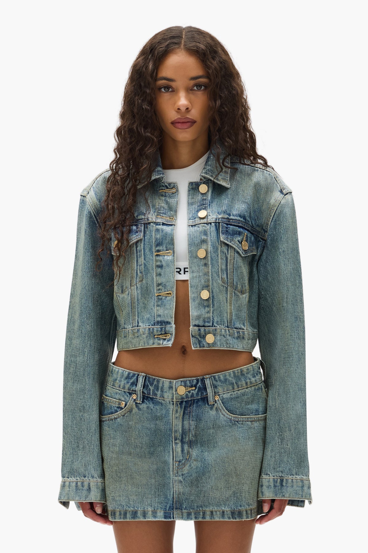 Tiled Overlay Cropped Jacket