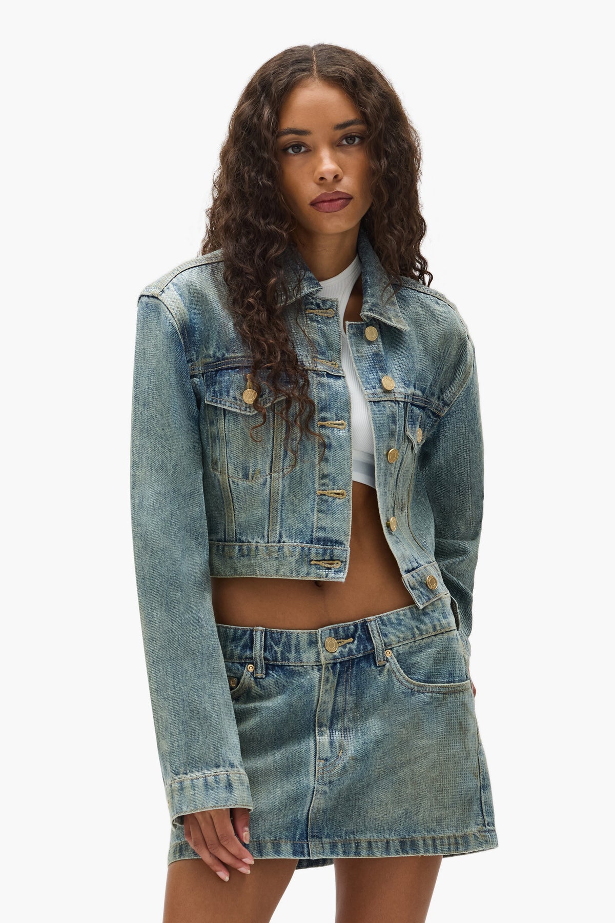 Tiled Overlay Cropped Jacket