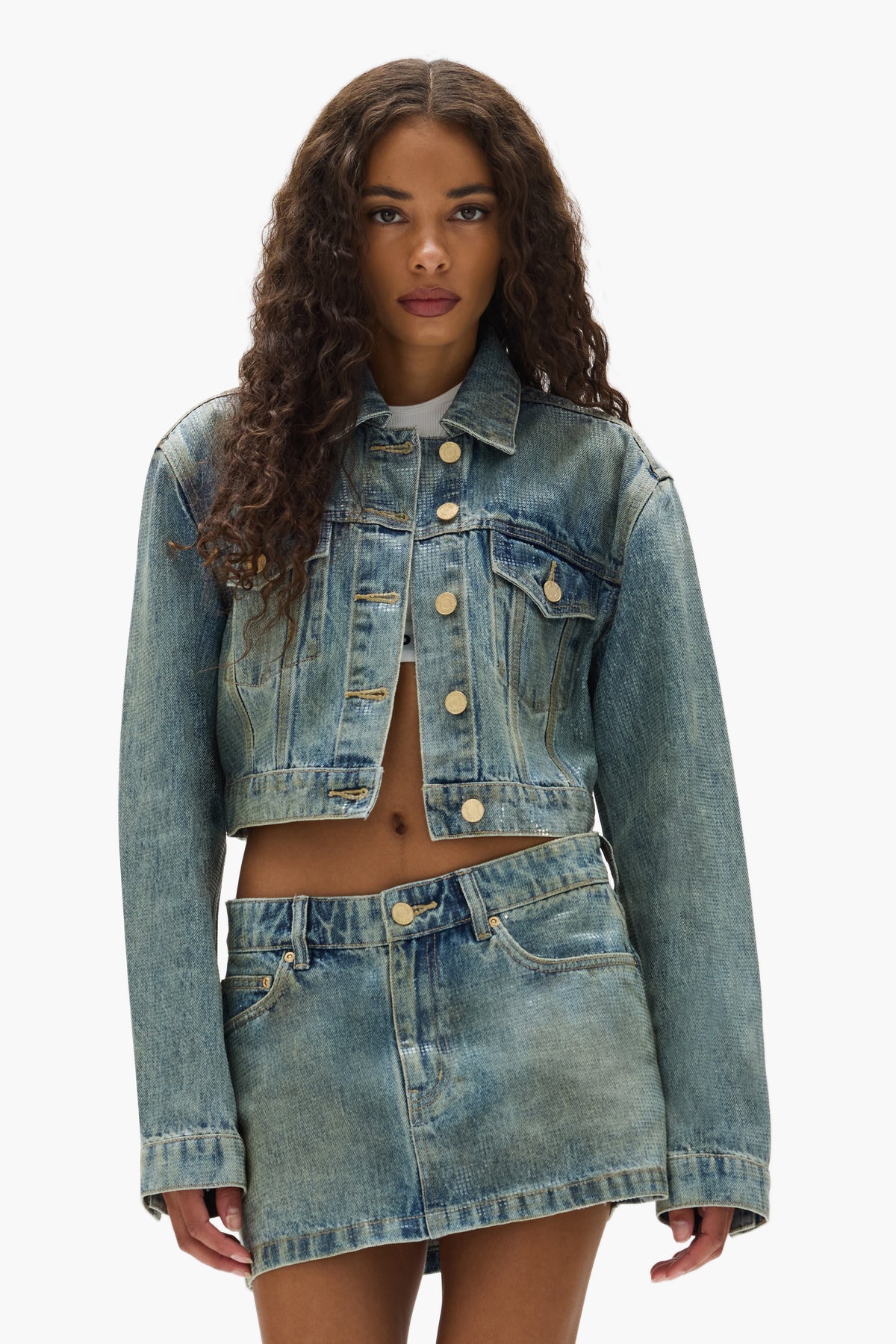 Tiled Overlay Cropped Jacket