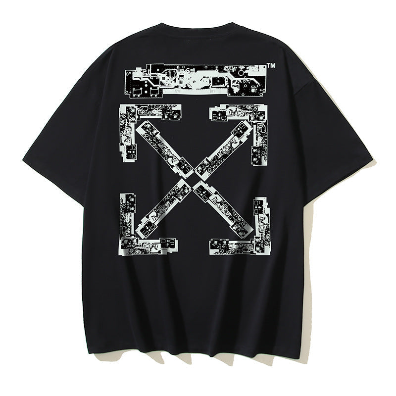 Off‑White Multi‑Sketch Arrow Graphic Oversized Tee Streetwear Unisex