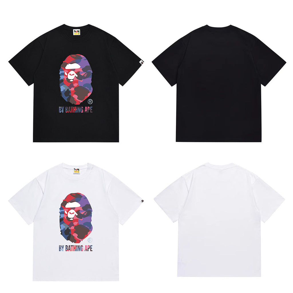 Bape Camo Ape Head Multi‑Color Crew Neck Streetwear Tee Unisex