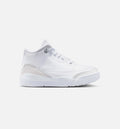 Air Jordan 3 Retro White and Silver Preschool Sneakers