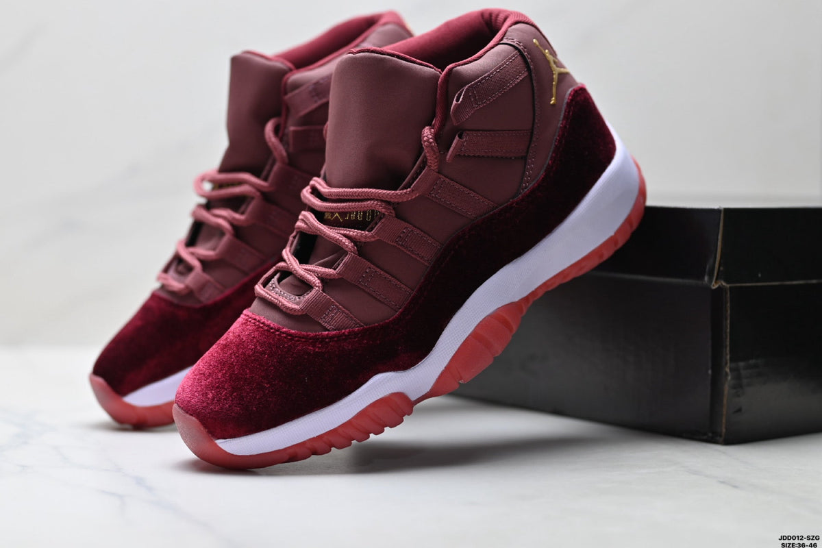 Air Jordan 11 Retro Burgundy and Gold Unisex Sneakers Style 14