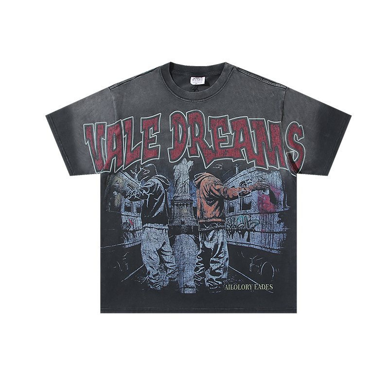 VALE USA All Glory Fades Washed Black Graphic T-Shirt