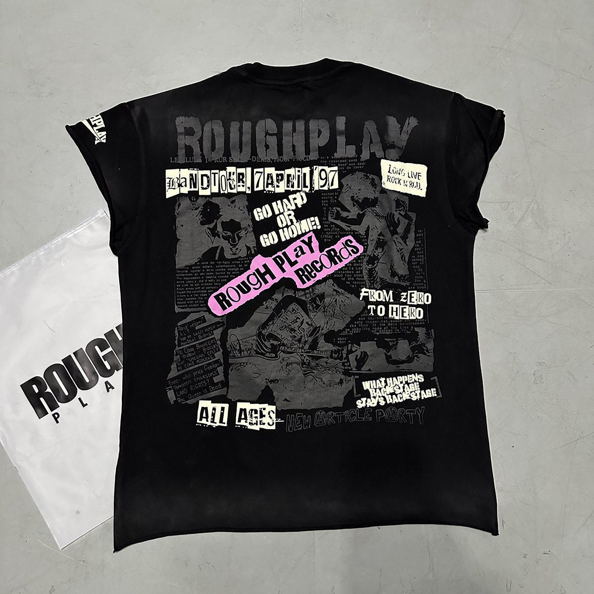 Rough Play World Tour Rhinestone Washed Sleeveless T-Shirt