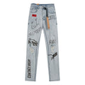 Ksubi Light Blue Graffiti Slim Tapered Jeans
