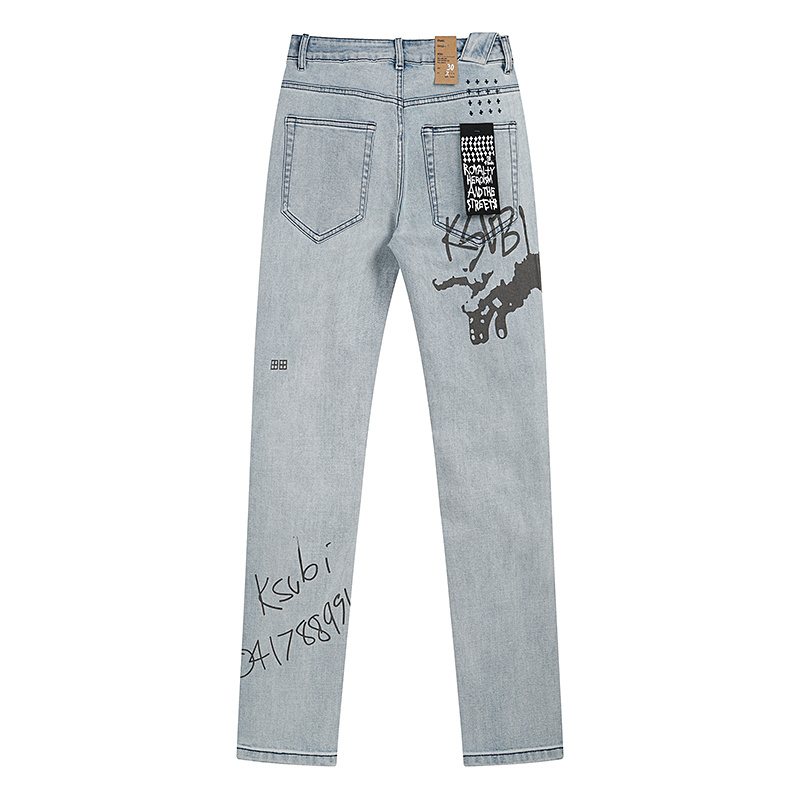 Ksubi Light Blue Graffiti Slim Tapered Jeans