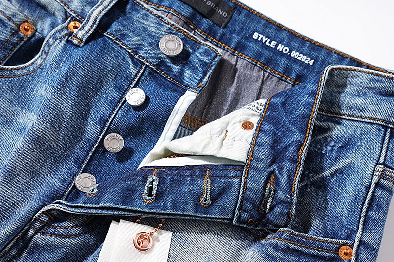 Purple Brand Blue Distressed Washed Denim Jeans
