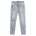 Purple Brand Light Blue Distressed Paint Splatter Jeans