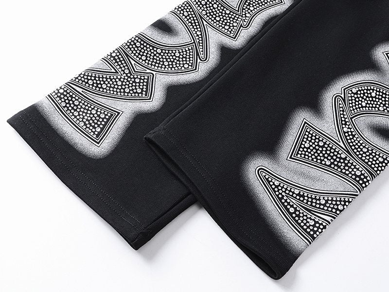 MIXED EMOTION Black Ornamental Graphic Sweatpants