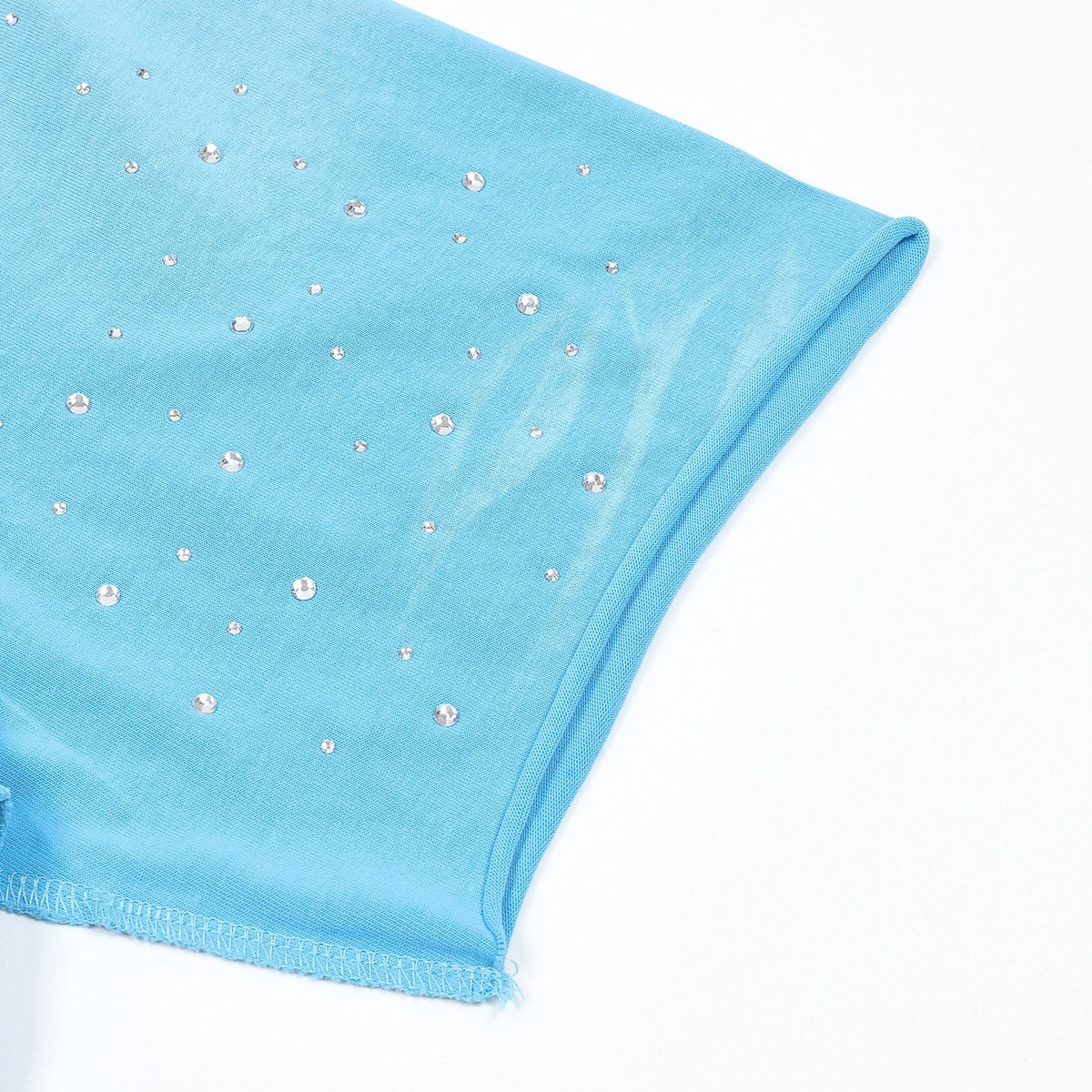 FIRST ROW Sky Blue Rhinestone Front & Back Graphic T-Shirt