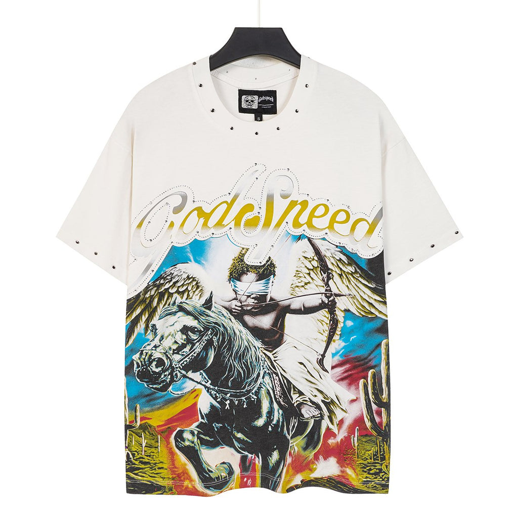 Godspeed Angel Horse Rhinestone Graphic T-Shirt