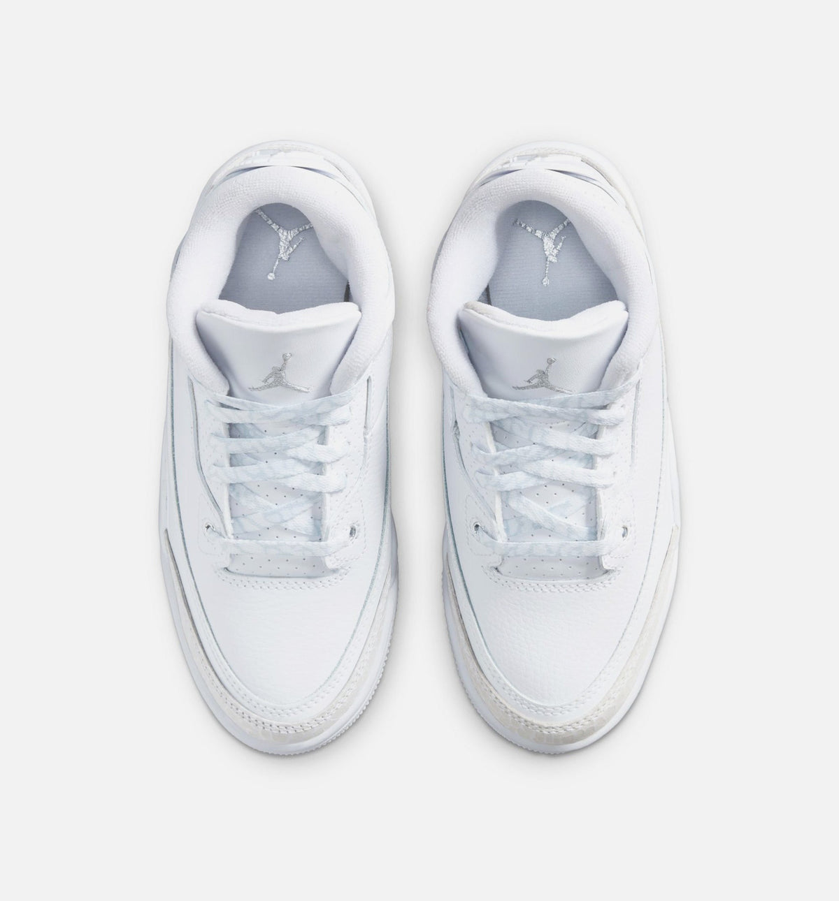 Air Jordan 3 Retro White and Silver Preschool Sneakers
