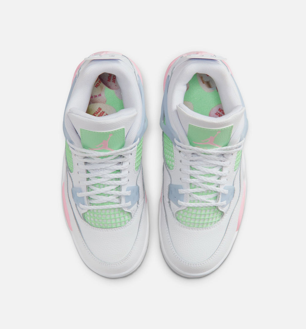 Air Jordan 4 Retro Medium Soft Pink Big Kids' Lifestyle Shoes - White/Medium Soft Pink/Half Blue