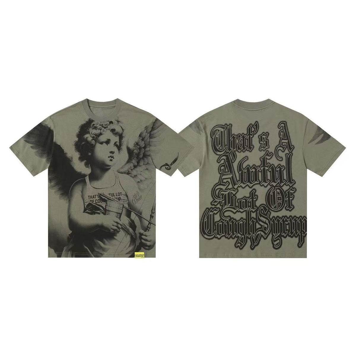 THAT'S A AWFUL LOT OF COUGH SYRUP Angel Gothic Text Graphic T-Shirt