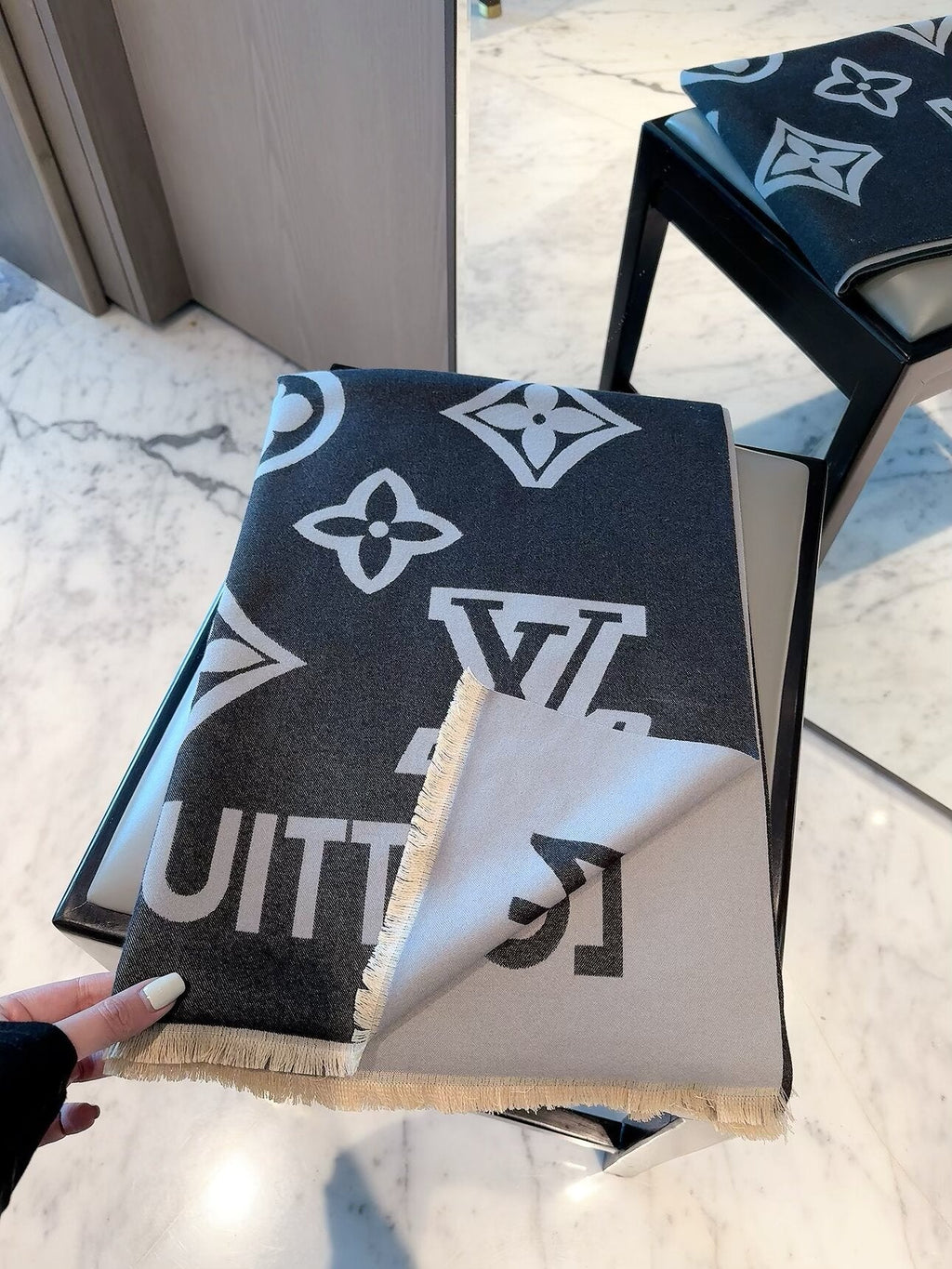 Louis Vuitton Style Oversized Monogram Scarf