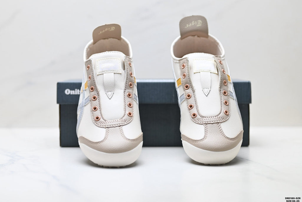 Onitsuka Tiger Retro Low Top Cream Silver Orange Unisex Shoes Style 15