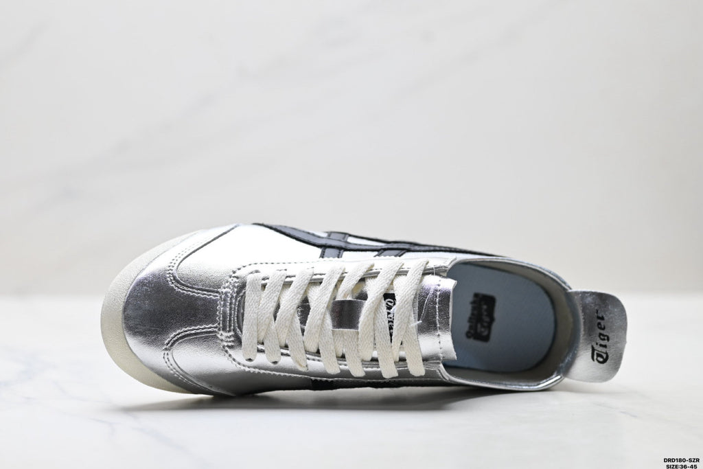 Onitsuka Tiger Retro Low Top Metallic Silver Black Unisex Shoes Style 18
