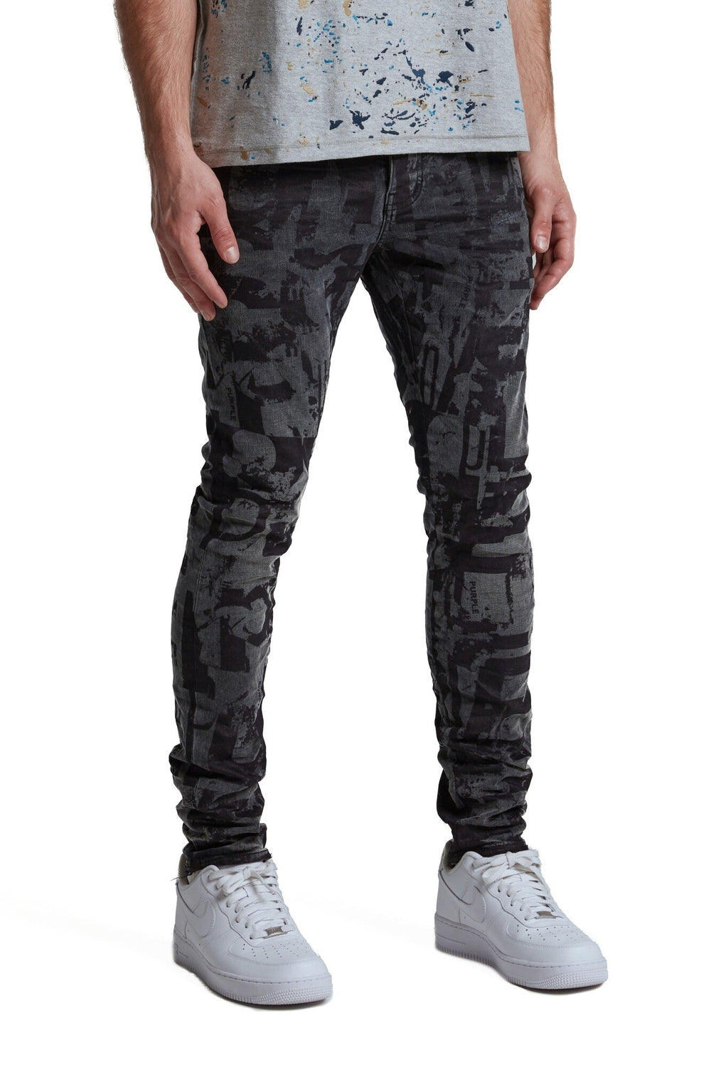 Purple Brand Grunge Print Skinny Denim Pant