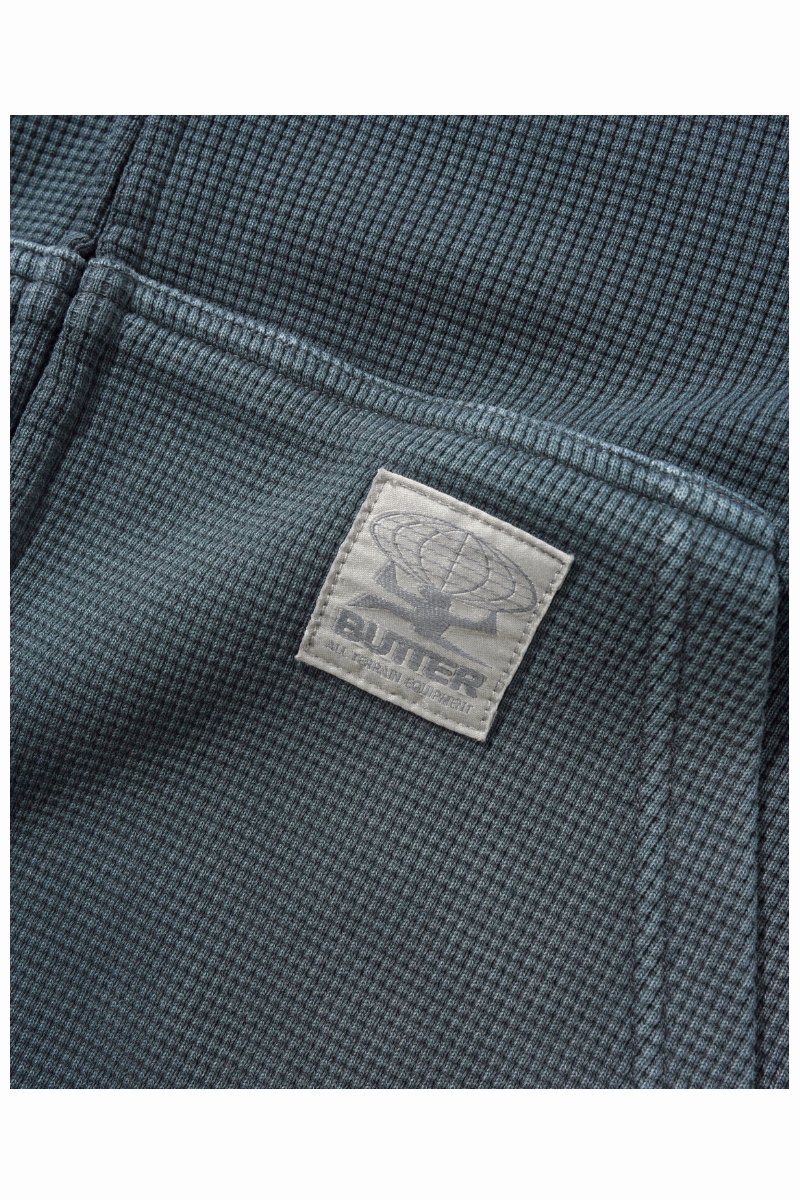 BUTTER FADED WAFFLE ZIP HOODIE Washed Black