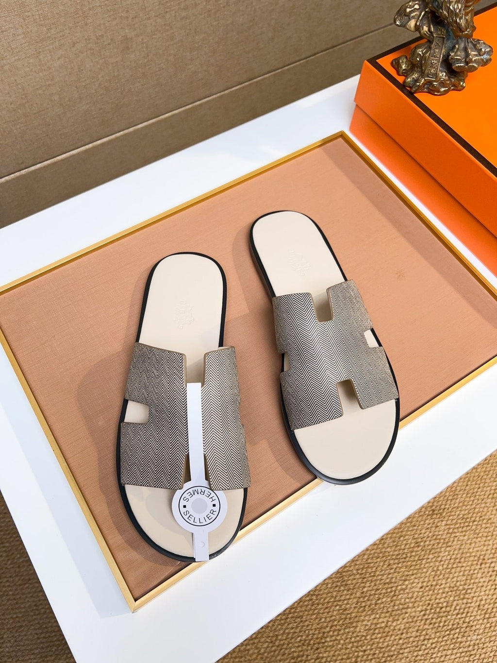 Hermès H-Upper Slide Sandals - Light Gray