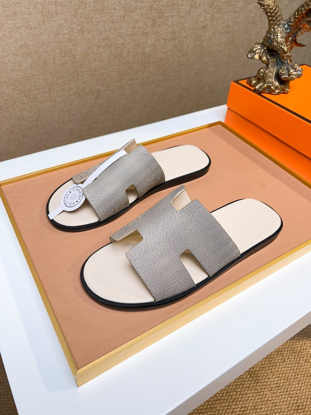 Hermès H-Upper Slide Sandals - Light Gray