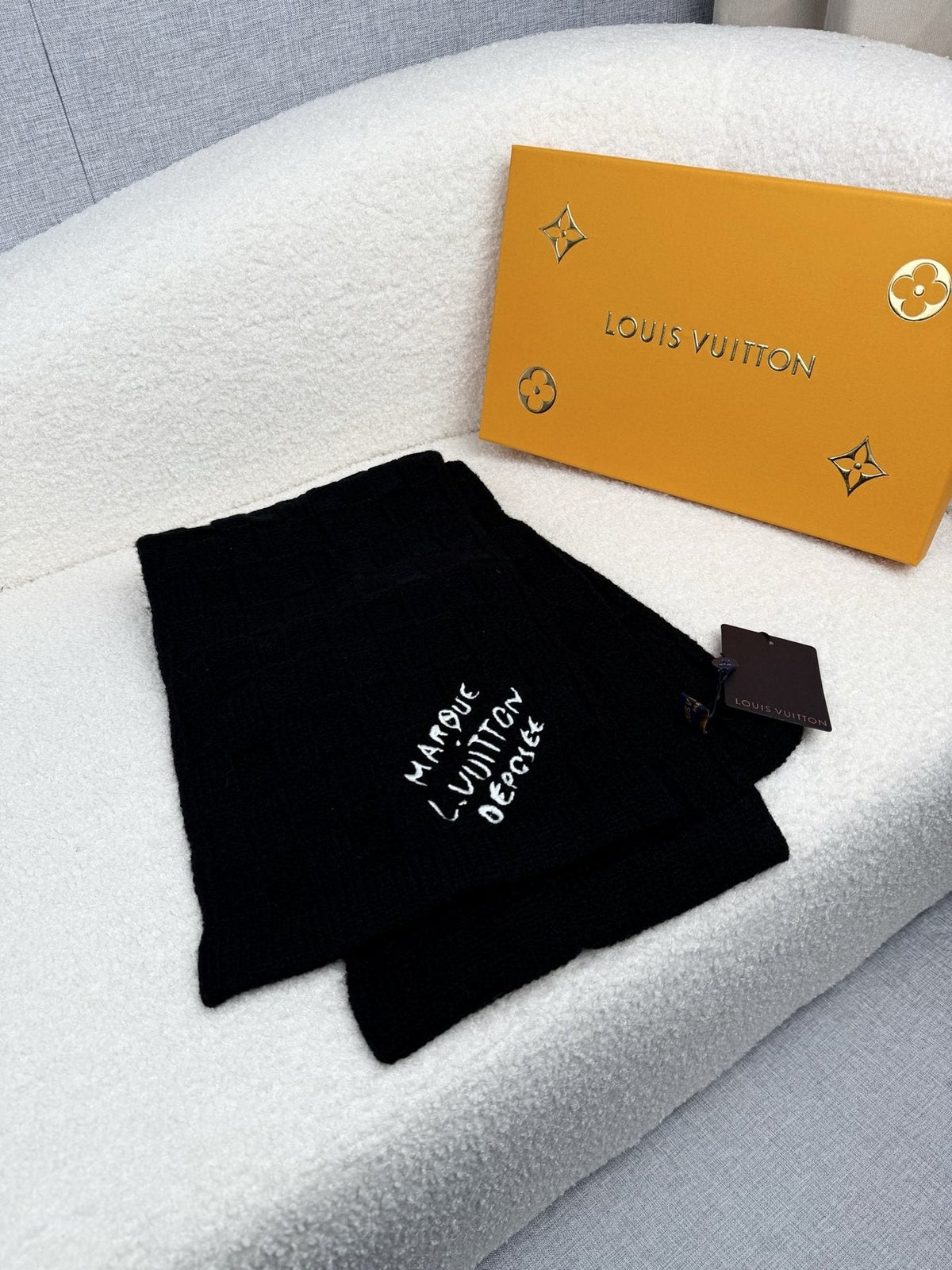 Louis Vuitton Black Logo Knit Scarf