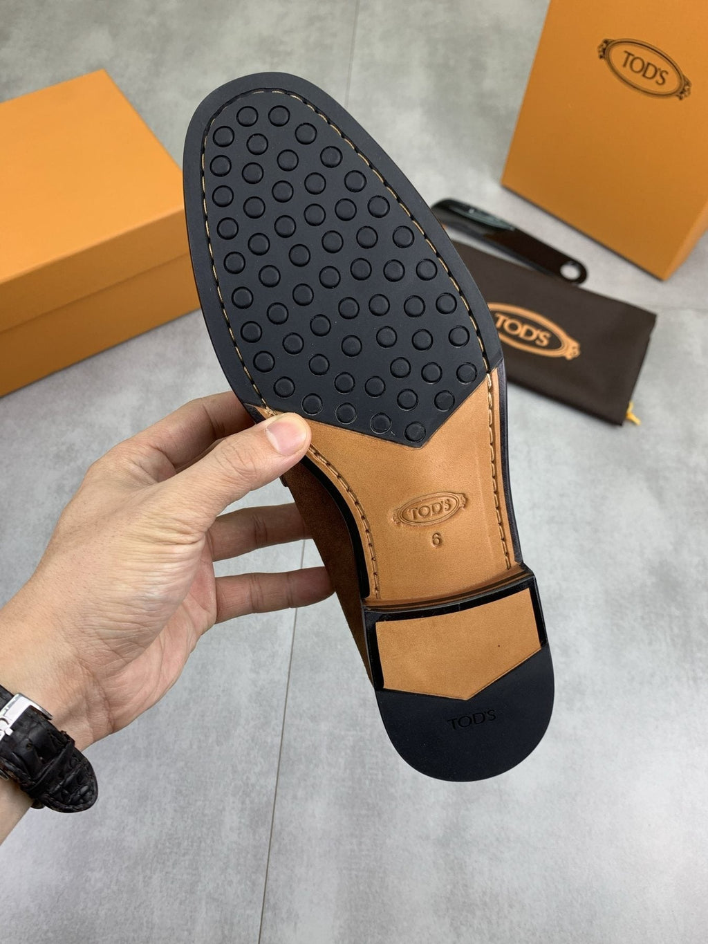 TODS Brown Suede T-Hardware Loafers