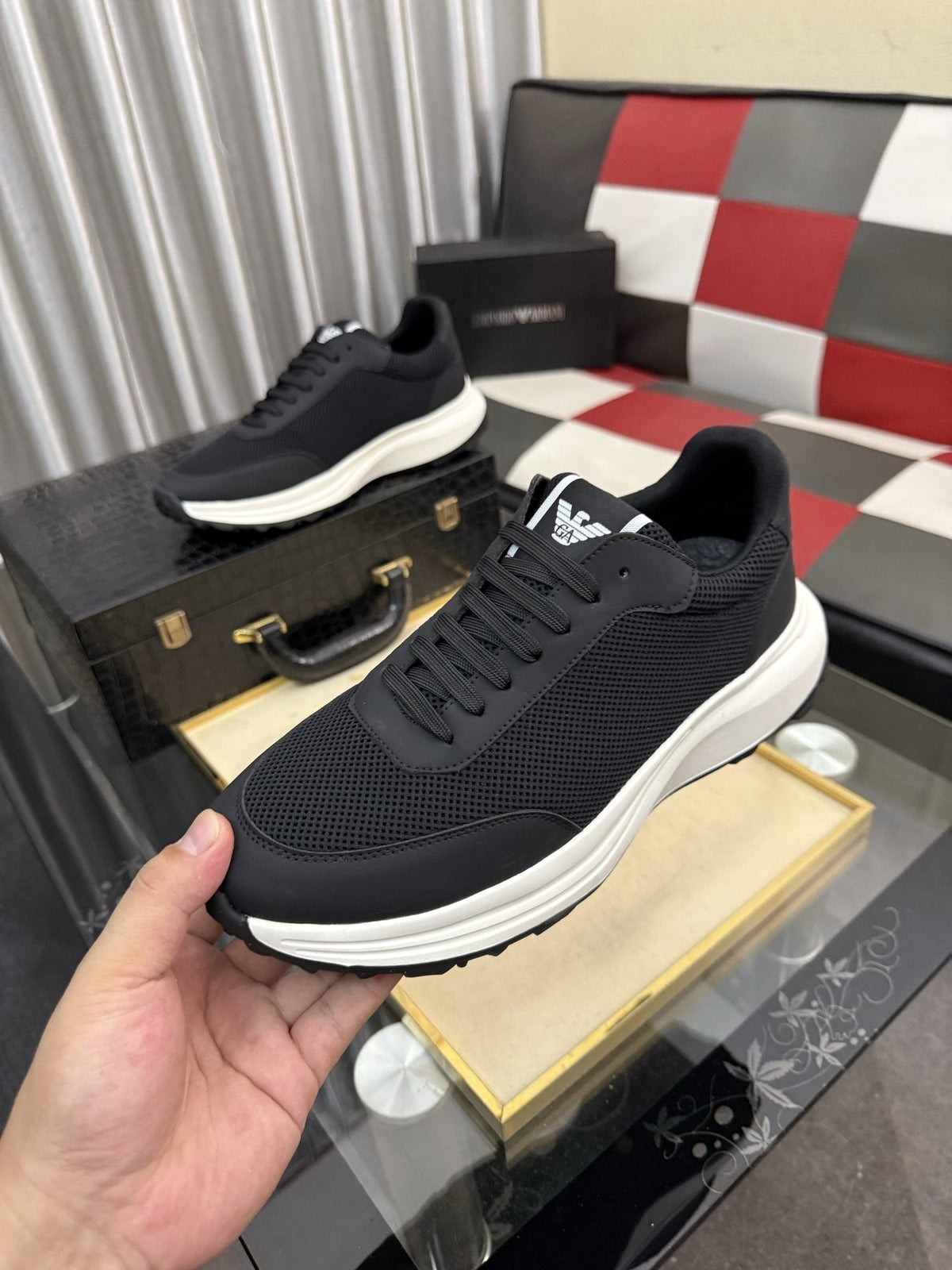Emporio Armani Black Low-Top Sneakers