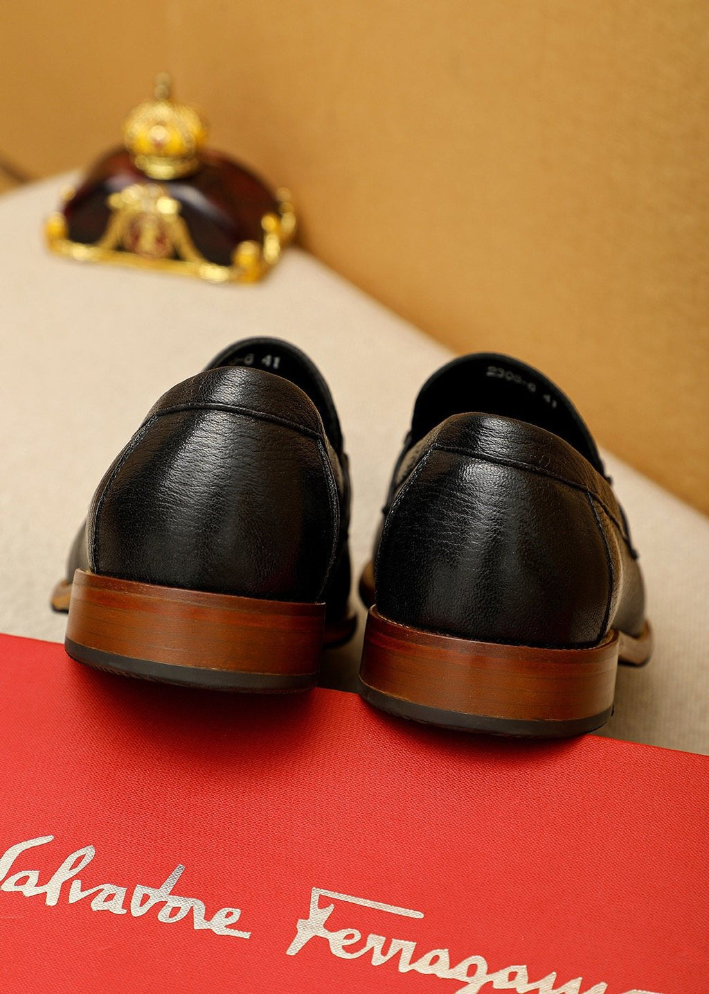 Salvatore Ferragamo Men's Black Metal Ornament Loafers
