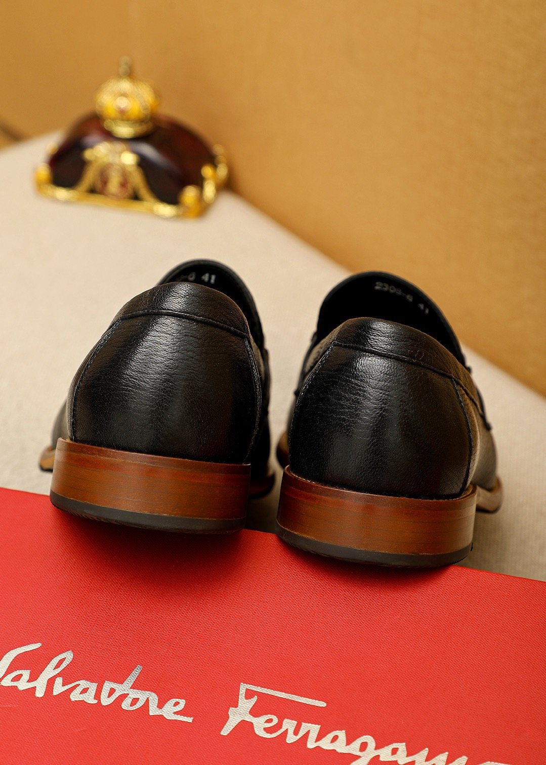 Salvatore Ferragamo Men's Black Metal Ornament Loafers