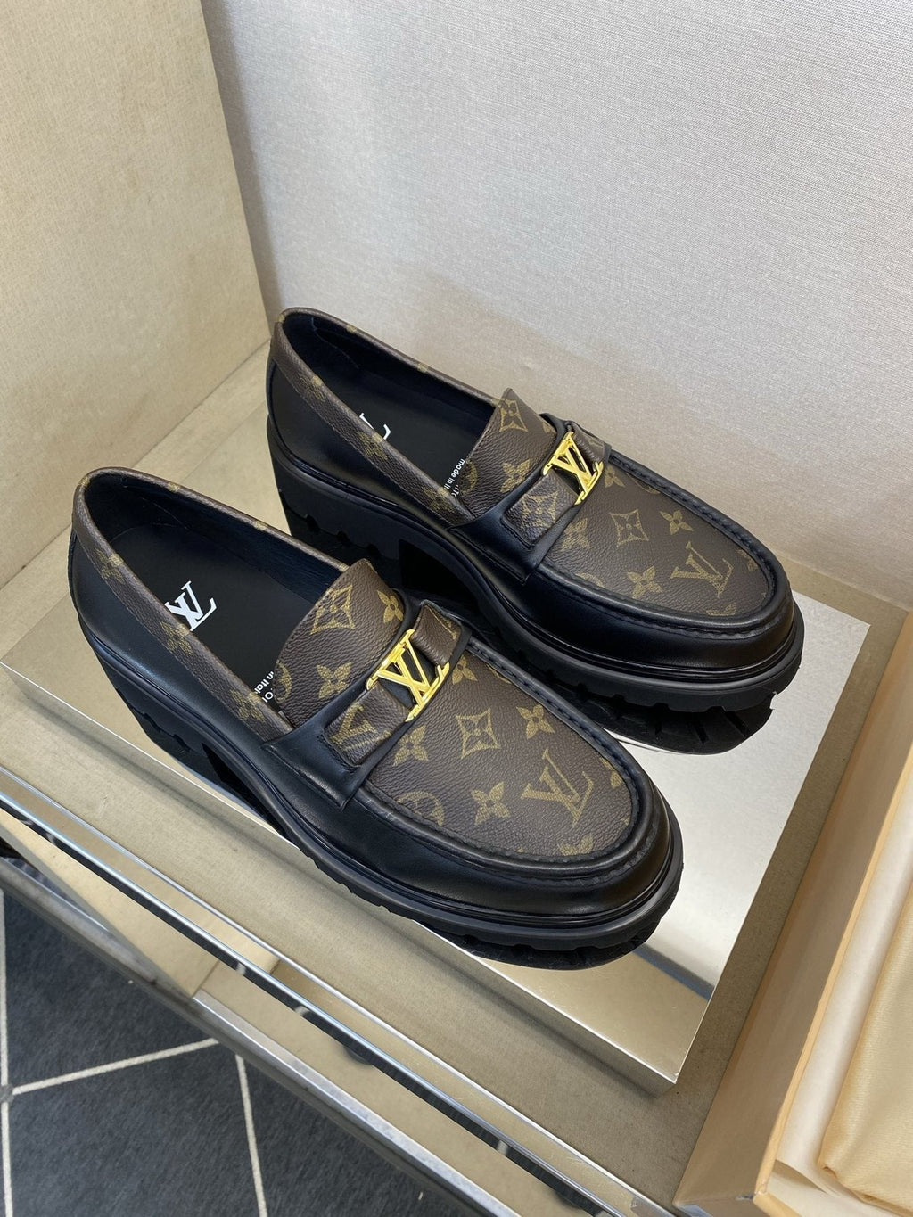 Louis Vuitton Men's Brown Monogram Hardware Loafers