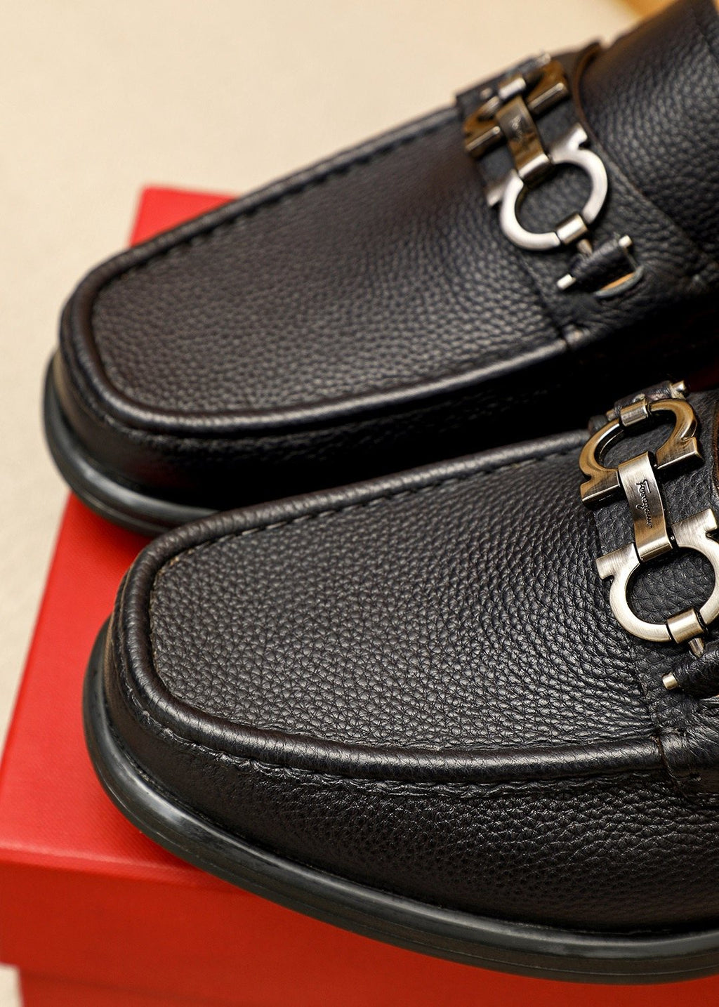 Ferragamo Black Bit Loafers