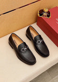 Ferragamo Black Metal-Bit Loafers - Leather Lining