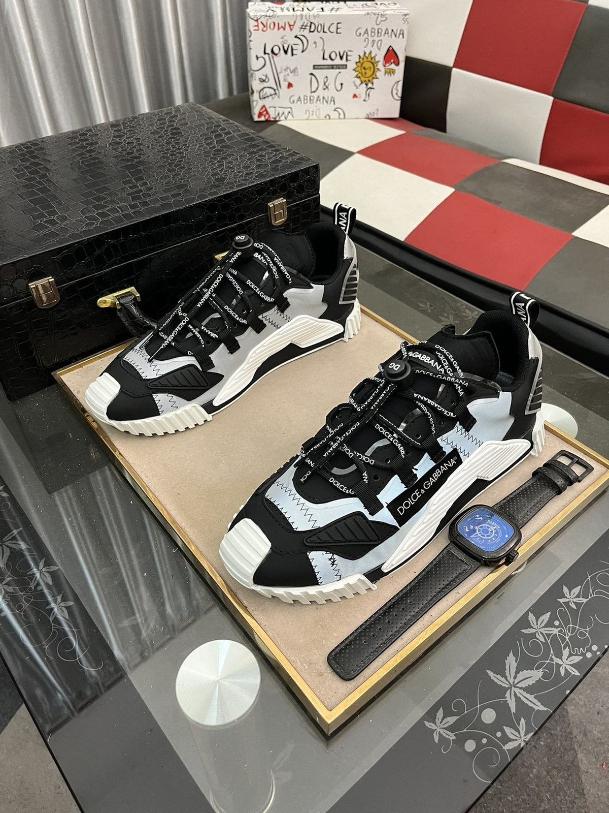 Dolce & Gabbana Black, White and Gray Sneakers