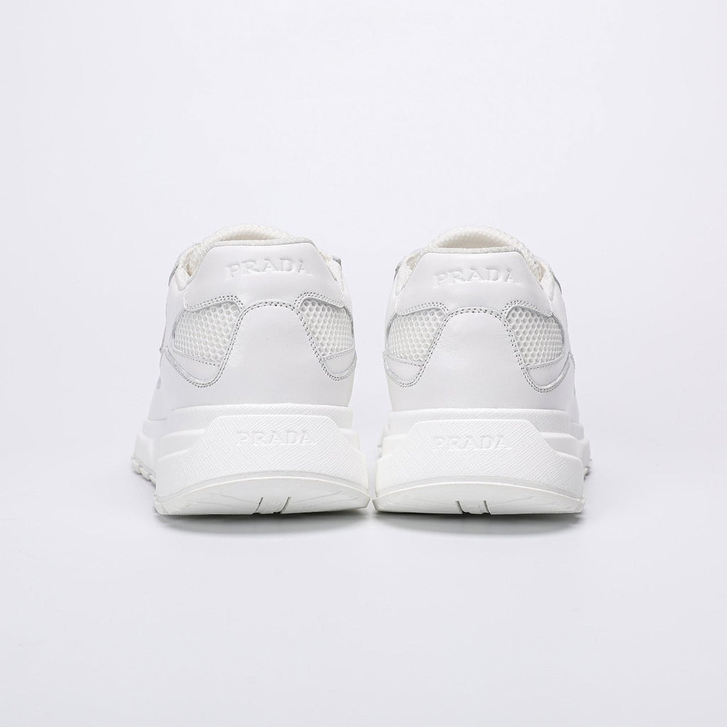 Prada White Leather Low-Top Sneakers