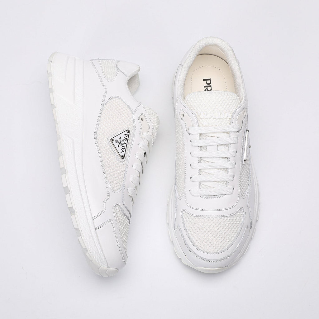 Prada White Leather Low-Top Sneakers
