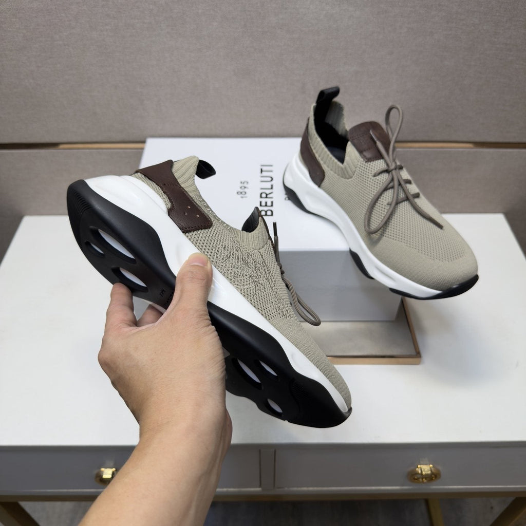 Berluti Taupe Lace-Up Sneakers