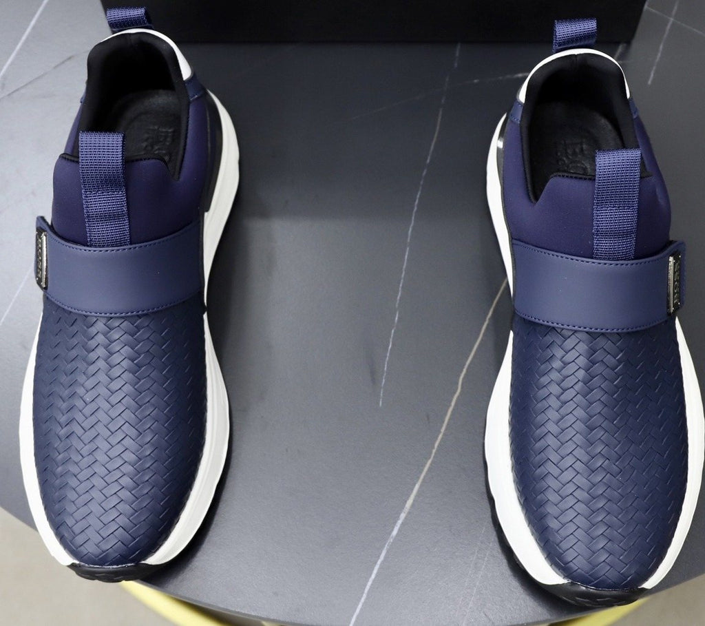 BOSS Navy Textured Slip-On Sneakers - Ridged Outsole