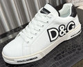 Dolce & Gabbana White Logo Low-Top Sneakers - Black Heel Accent And White Sole