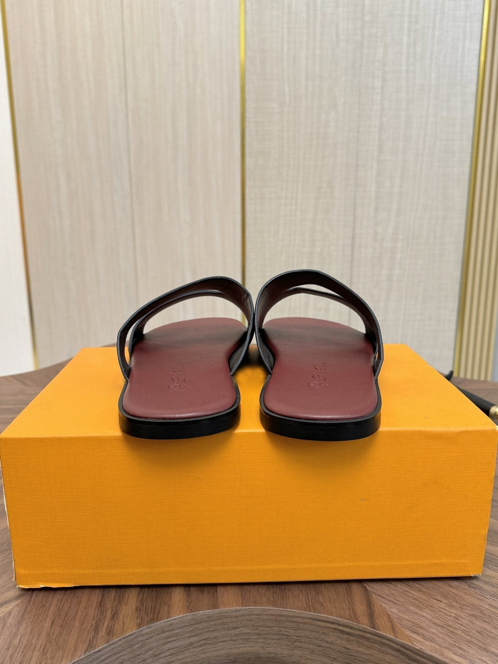 Loro Piana Black and Burgundy Slide Sandals