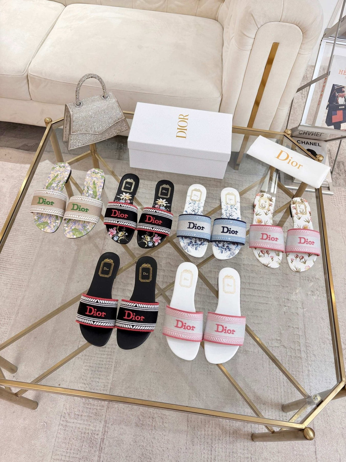 Dior Logo Strap Slide Sandals - Flat Slip-On Construction