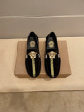Versace Black Gold-Tone Hardware Loafers