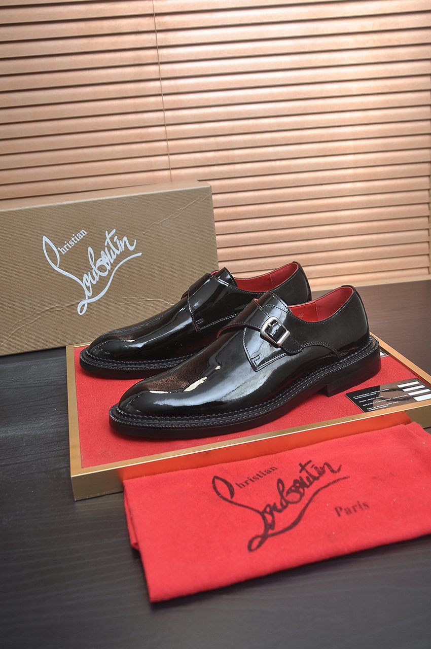 Christian Louboutin Black Buckle Dress Shoes - Silver-Tone Hardware