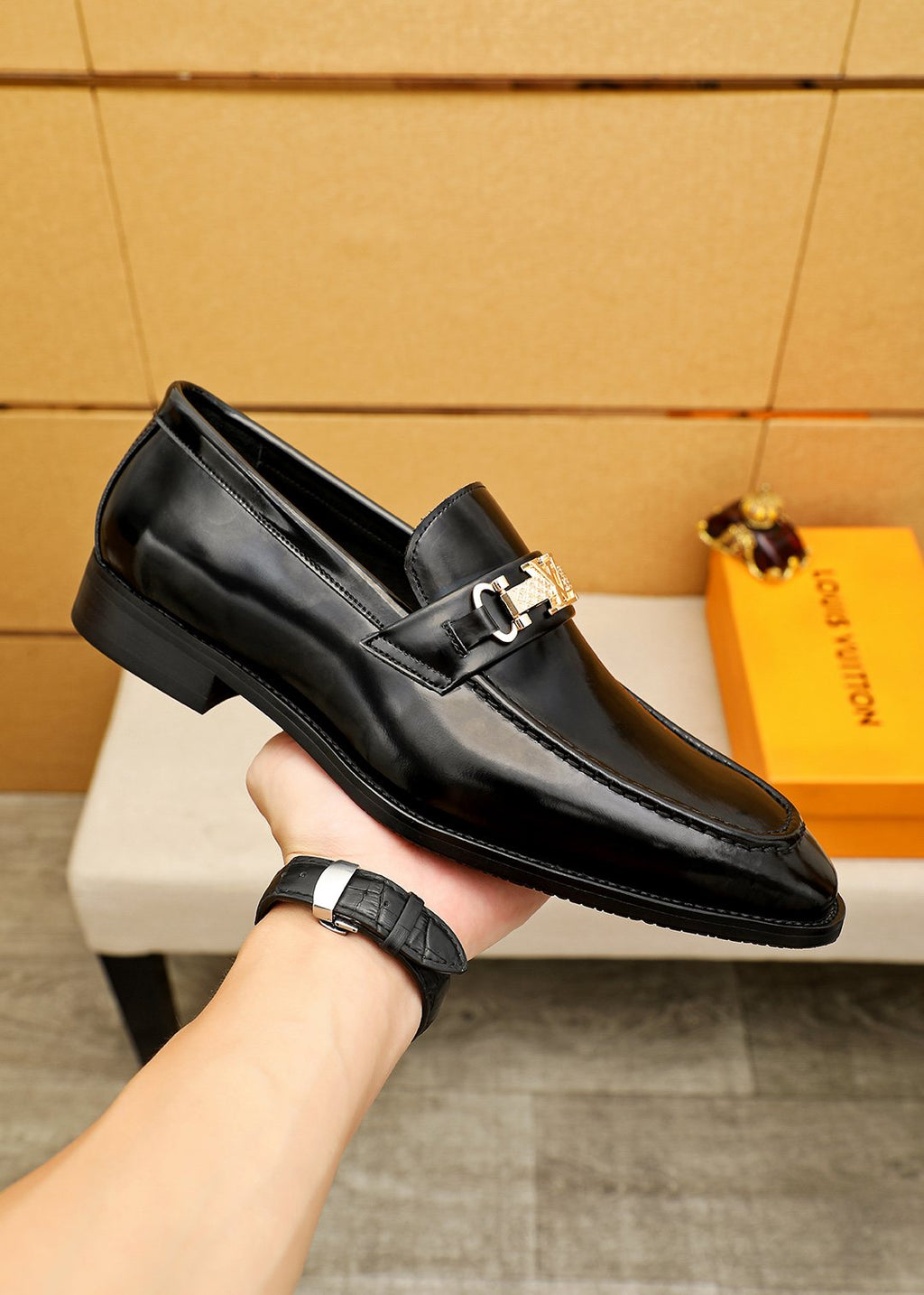 Louis Vuitton Black Buckle Loafers - Silver-Tone Hardware